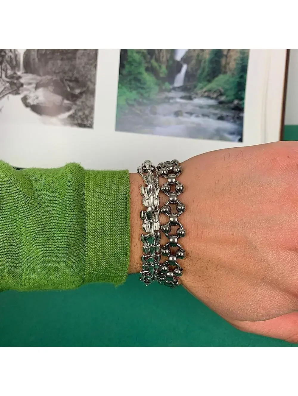 Cyber Y2K style Punk Silver stainless steel ball chain bracelet. Unisex